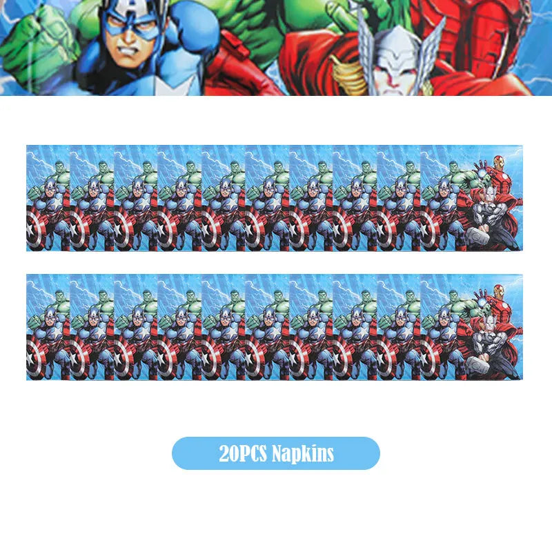 Happy Marvel Theme Avengers Birthday Decoration Set Cups Plates Tablecloth Masks Superhero Balloons Party Supplies Favors Gifts