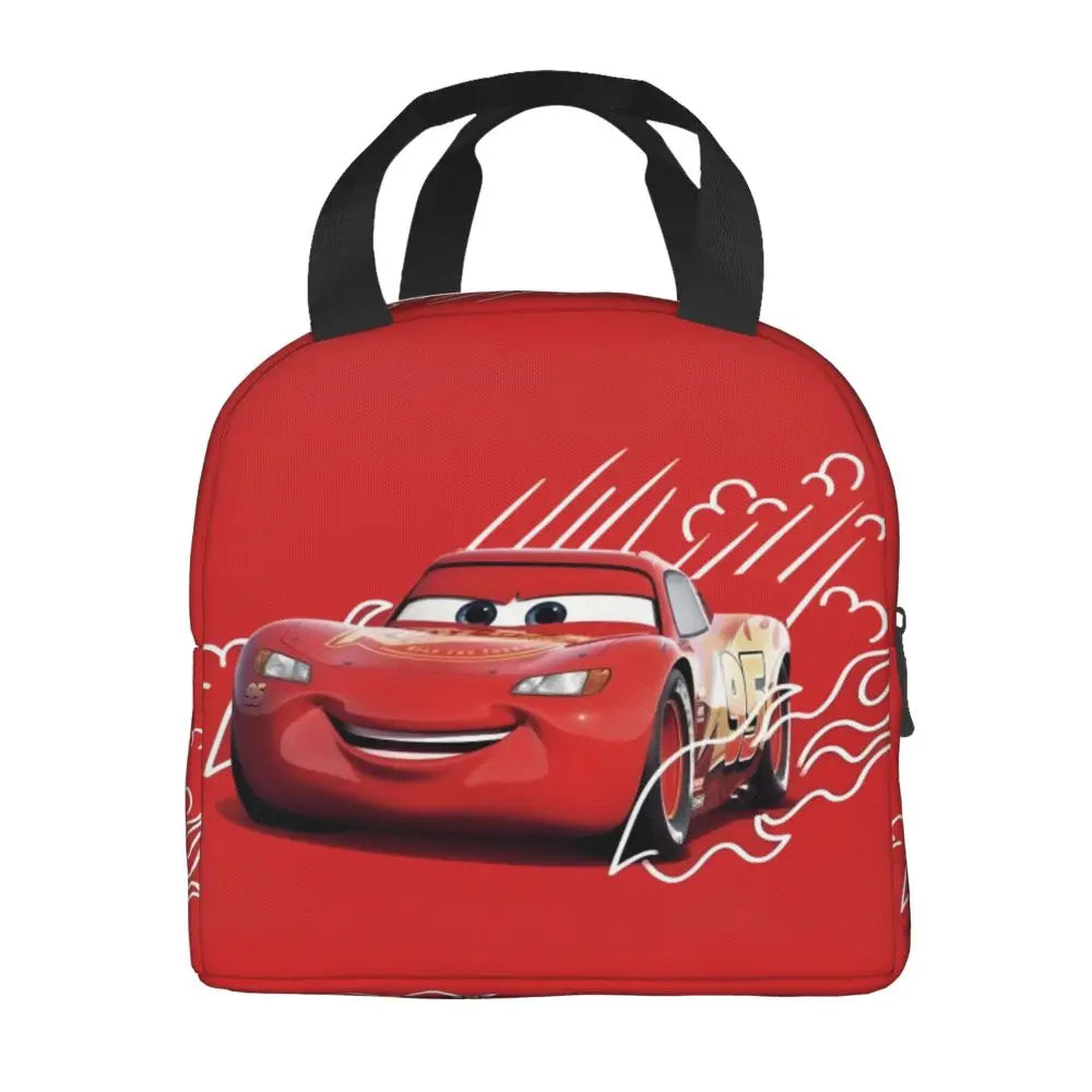 Custom Car 95 Lightning Mcqueen Insulated Lunch Bag for Women Resuable Racing Car Thermal Cooler Bento Box Office Picnic Travel