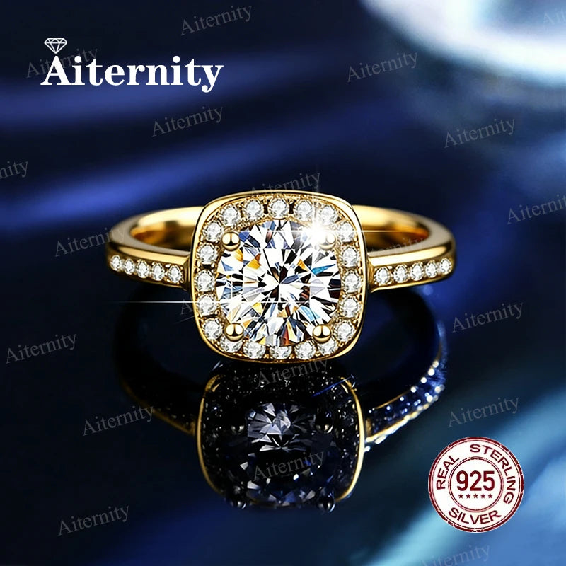 Moissanite And Zircon Ring D VVS1 Adjustable Size S925 Sliver Wedding Rings for Women Jewelry Party Fashion Top Quality Ring