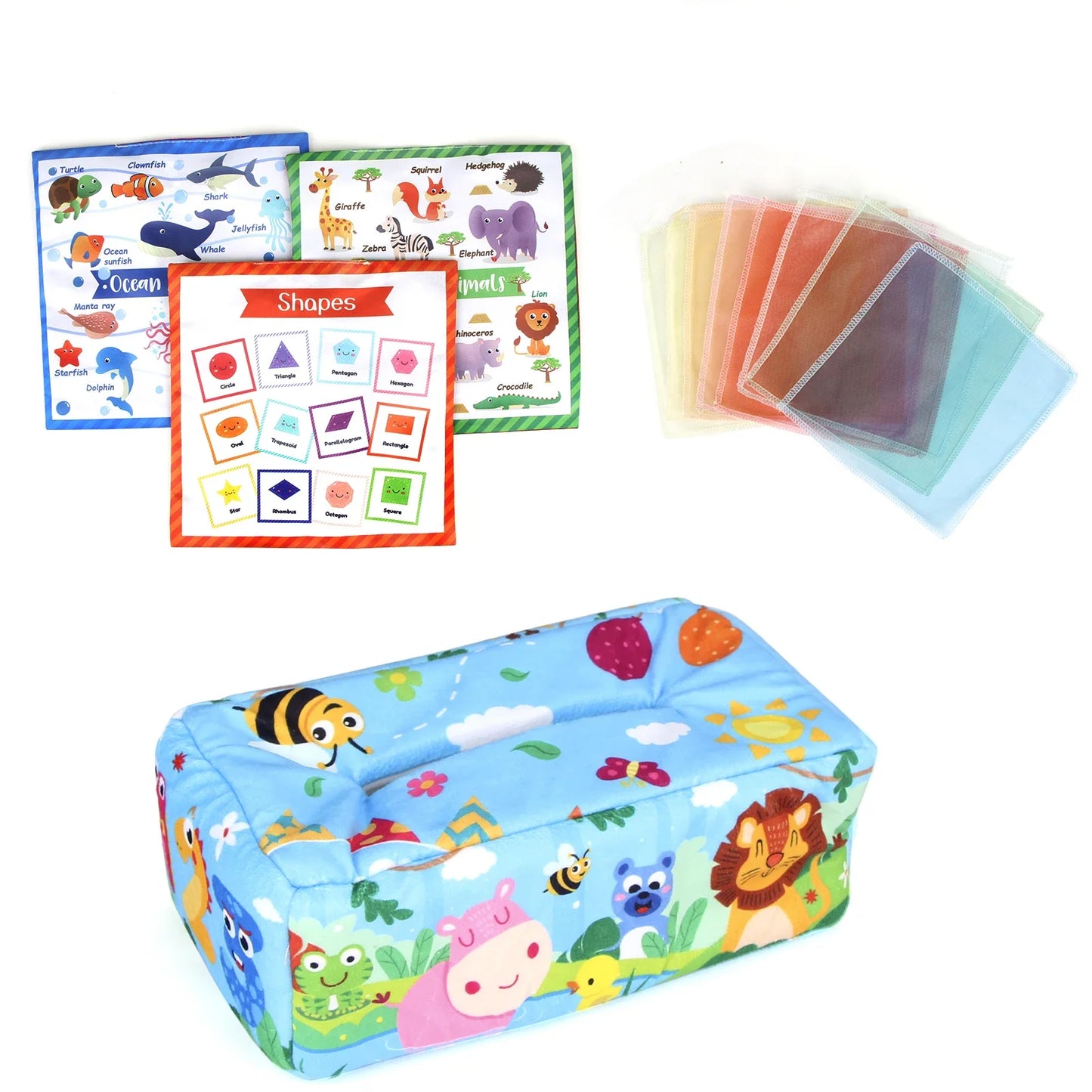 Baby Tissue Box Colorful Soft Sensory Toy For 0-18M Toddler Finger Exercise Pumping Silk Scarf Gifts Educational Montessori Toys