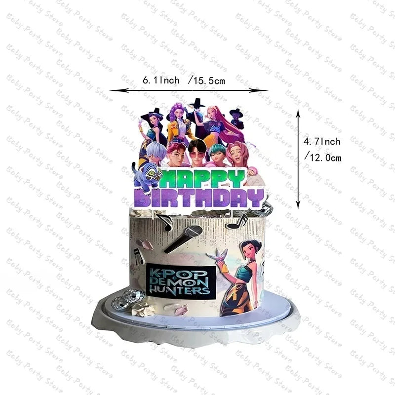 Demon Hunters Paper Cupcakes Topper Decor Birthday Cake Topper Set K-pop Anime Movie Demon Hunters Girls Party Cake Decora