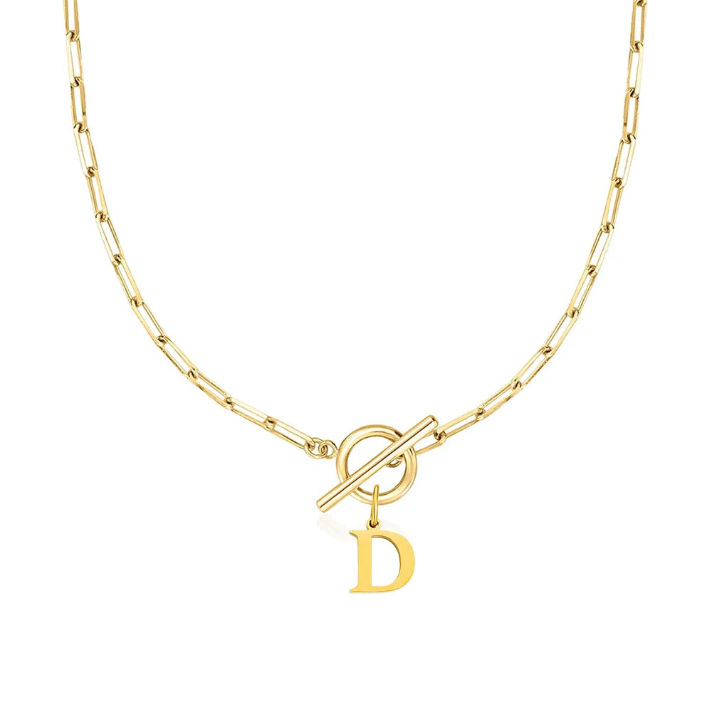 Women's stainless steel Initial necklace A-Z Letter charms pendant Choker Women collar Chain Ot Deduction Necklace For Women2025