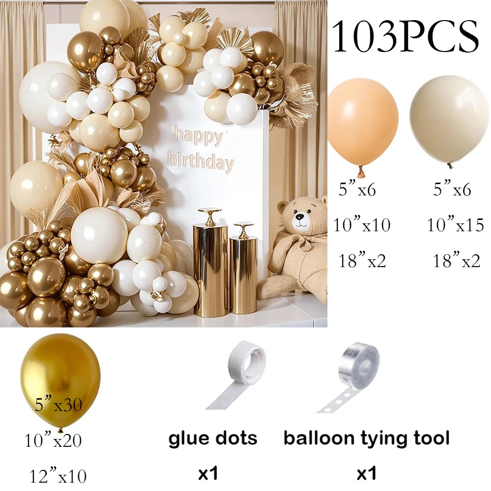 Nude White Sand Balloons Arch Kit Skin Gold Balloon Garland Kids Birthday Party Baby Shower Wedding Graduation Decoration Globos