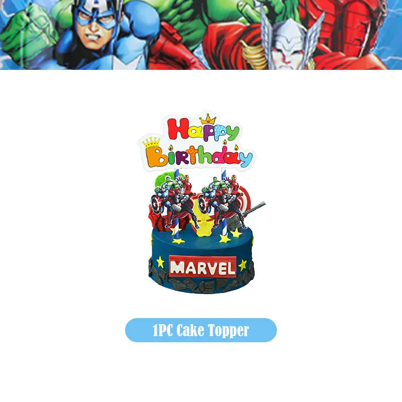 Happy Marvel Theme Avengers Birthday Decoration Set Cups Plates Tablecloth Masks Superhero Balloons Party Supplies Favors Gifts