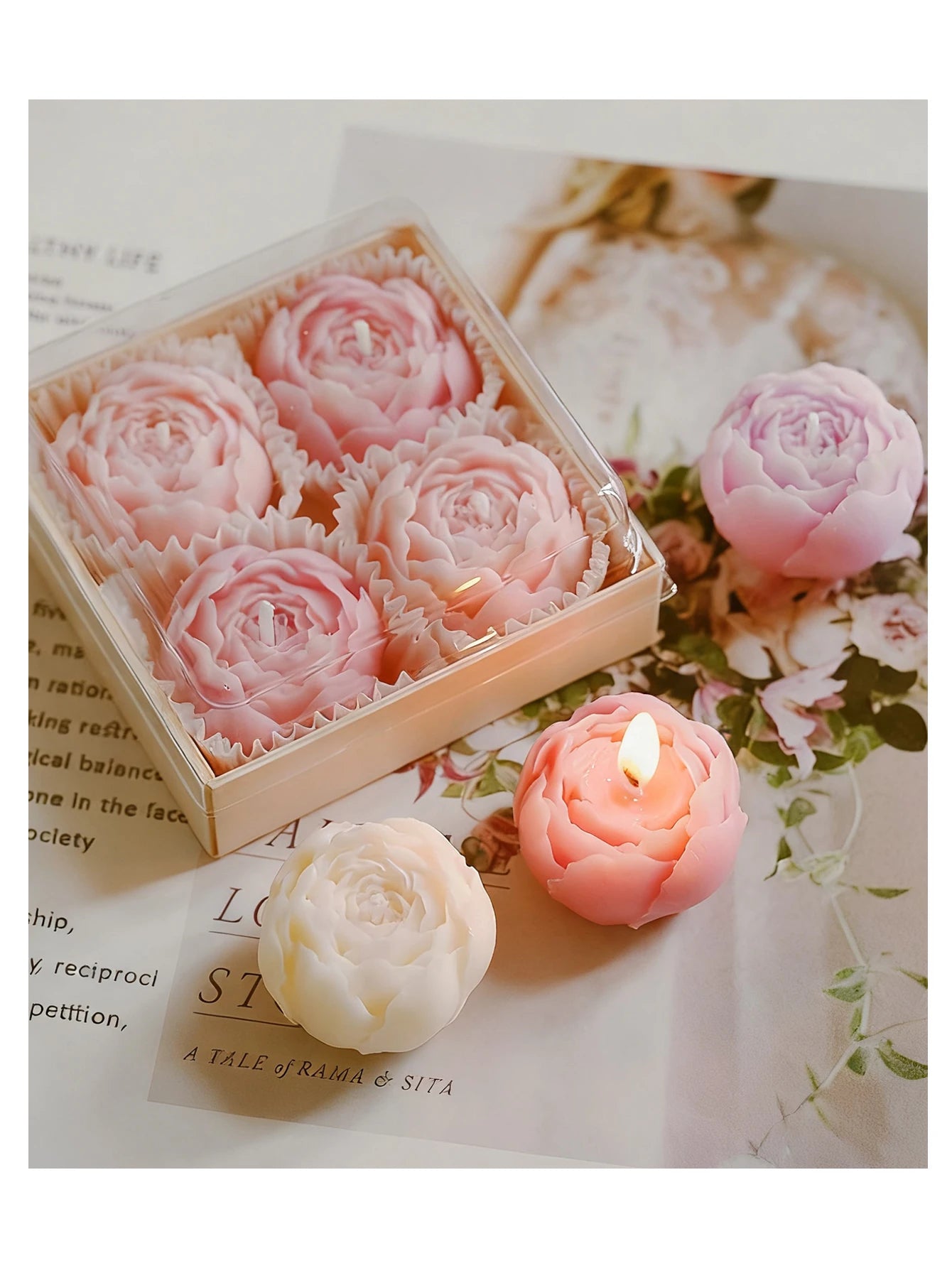 4-Pack Rose Scented Candle Gift Set ,Handmade, Elegant Room Decor, Gifts for women(Birthday/Valentine's Day/Wedding/Anniversary)