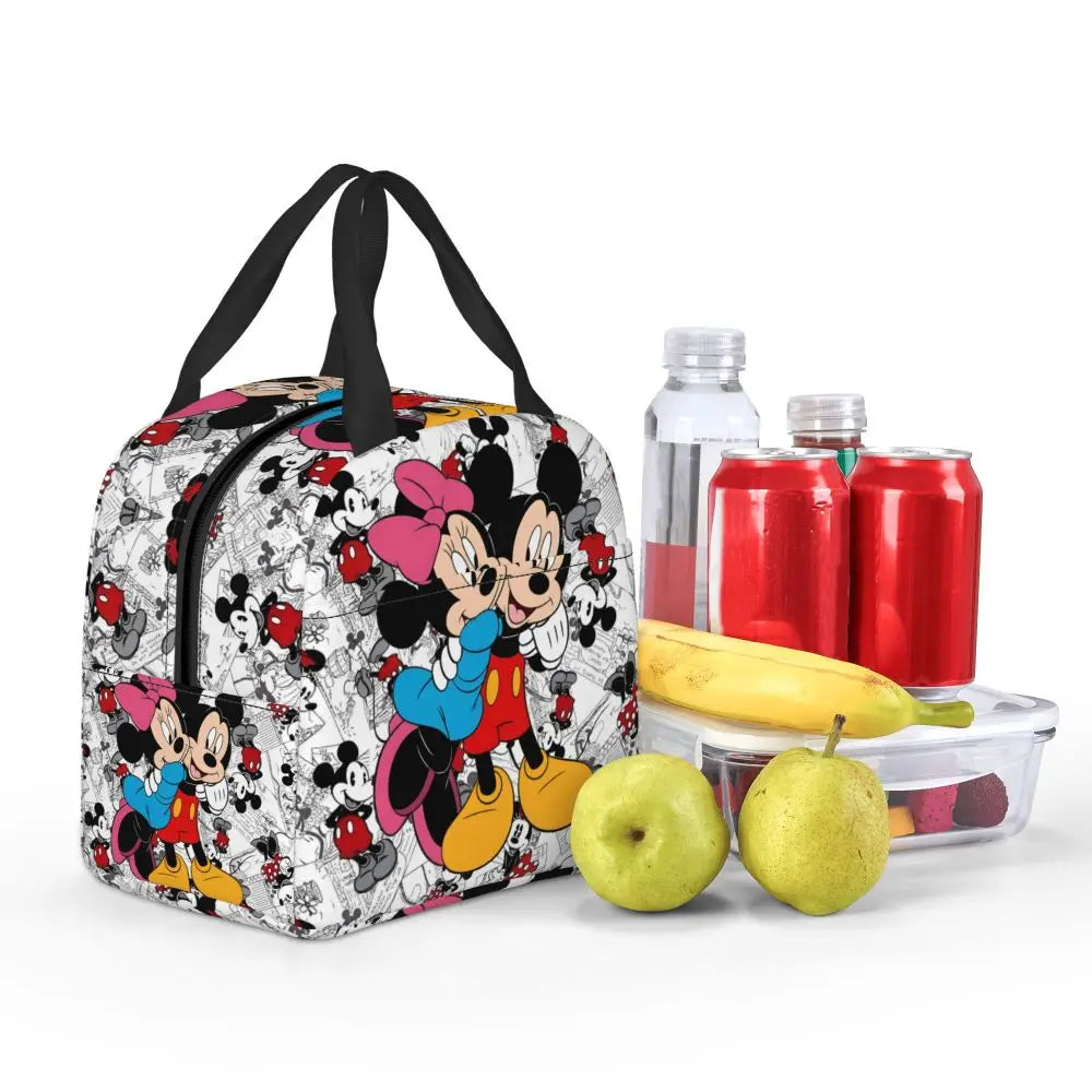 Custom Mickey Pink Minnie Mouse Lunch Bag Women Creative Design Cooler Warm Insulated Lunch Box for Kids School