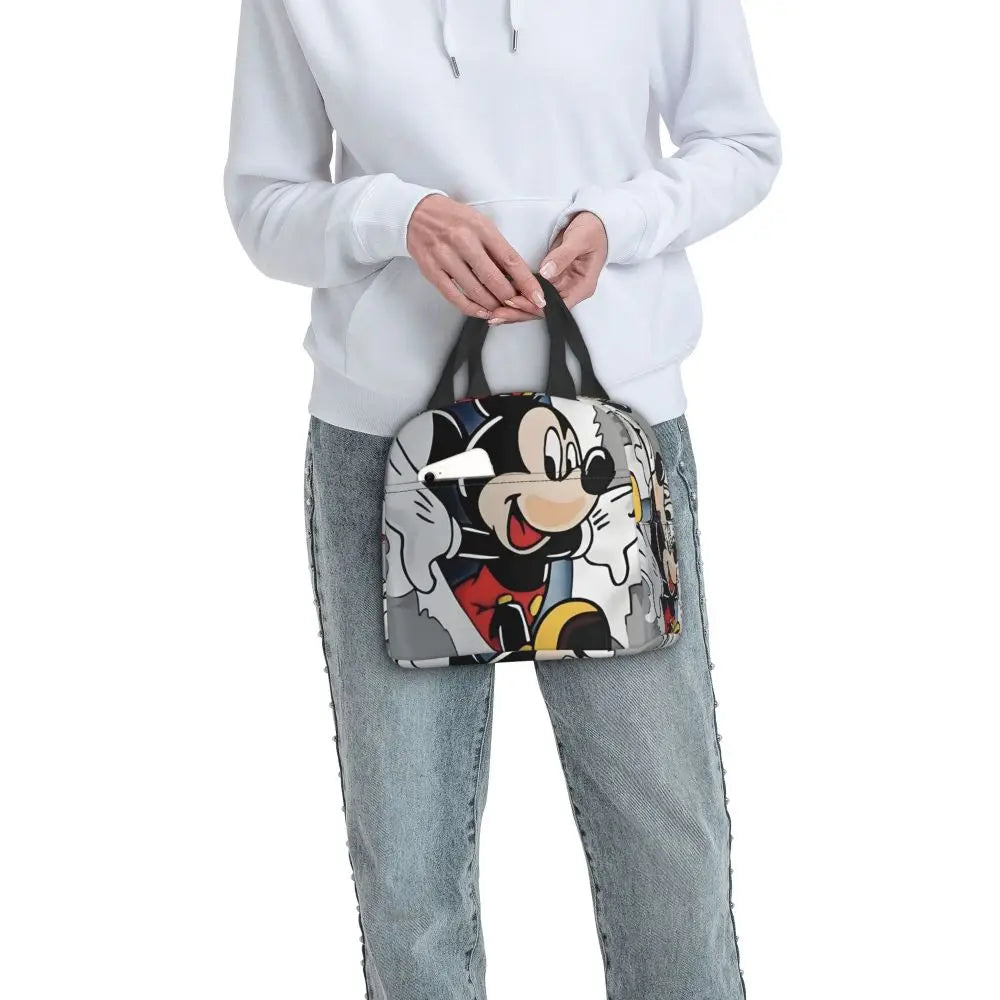 Custom Mickey Pink Minnie Mouse Lunch Bag Women Creative Design Cooler Warm Insulated Lunch Box for Kids School