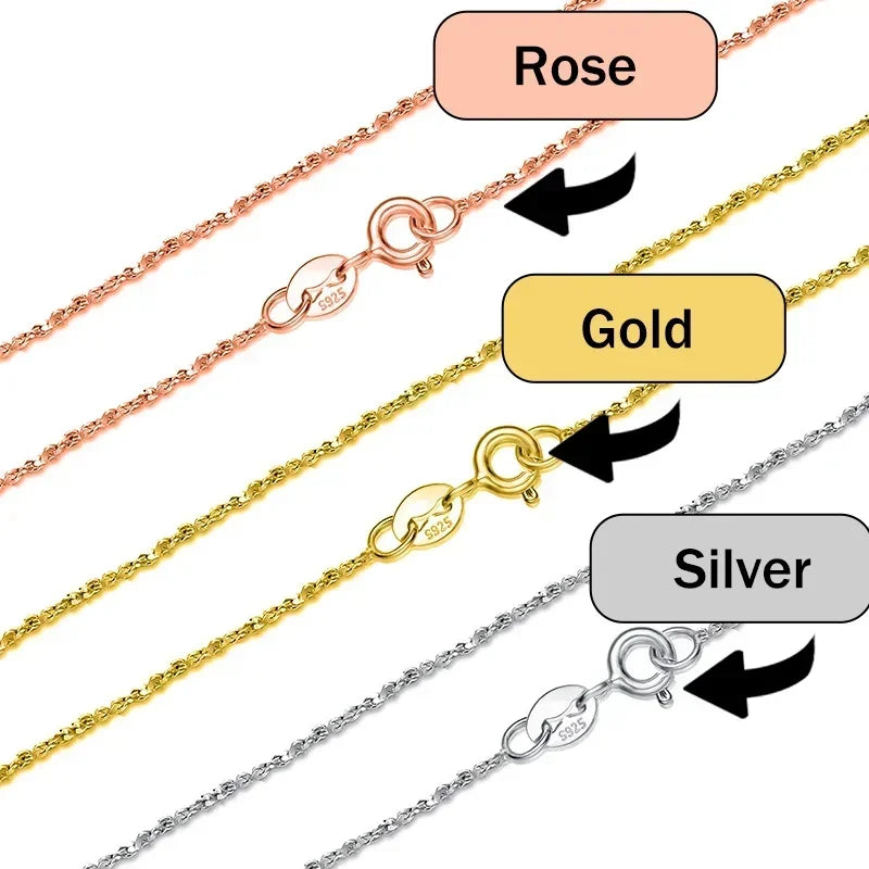 TrustDavis Real 925 Sterling Silver Necklace Water-wave Snake Beads Box Chain 40/45cm Necklace For Woman Necklace Jewelry DC25