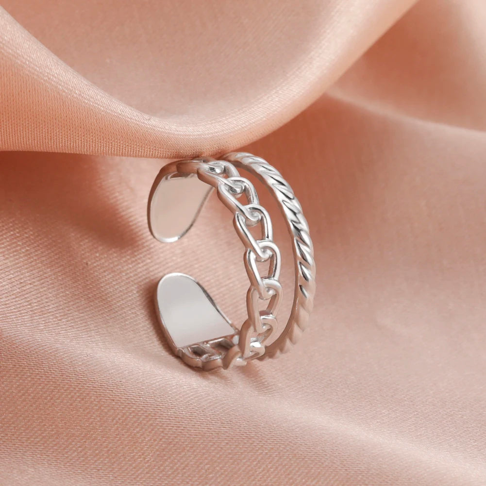 Skyrim Stainless Steel Women Rings Geometric Heart Aesthetic Adjustable Open Finger Ring Fashion Party Jewelry Gifts Wholesale