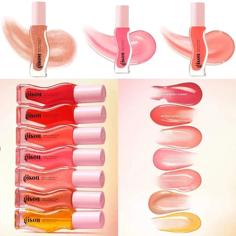 Gisou Moisturizing Lip Balm Original Lip Oil Care Lip Benetitnt for Lips Plumping Exfoliating New Color RASPBERRY SWIR Gloss