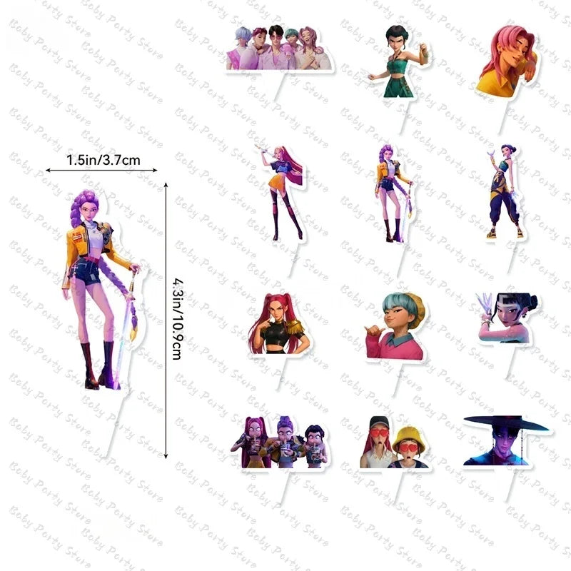 Demon Hunters Paper Cupcakes Topper Decor Birthday Cake Topper Set K-pop Anime Movie Demon Hunters Girls Party Cake Decora
