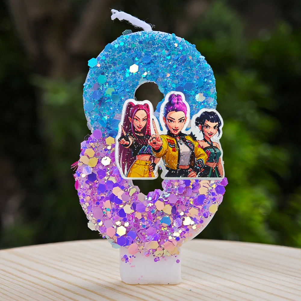 Kpop Demon Hunters Candle Number 0-9 Soccer Candle Cake Decoration Birthday Party for Kids Baby Shower Decor Gift