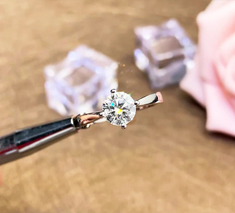 Moissanite And Zircon Ring D VVS1 Adjustable Size S925 Sliver Wedding Rings for Women Jewelry Party Fashion Top Quality Ring