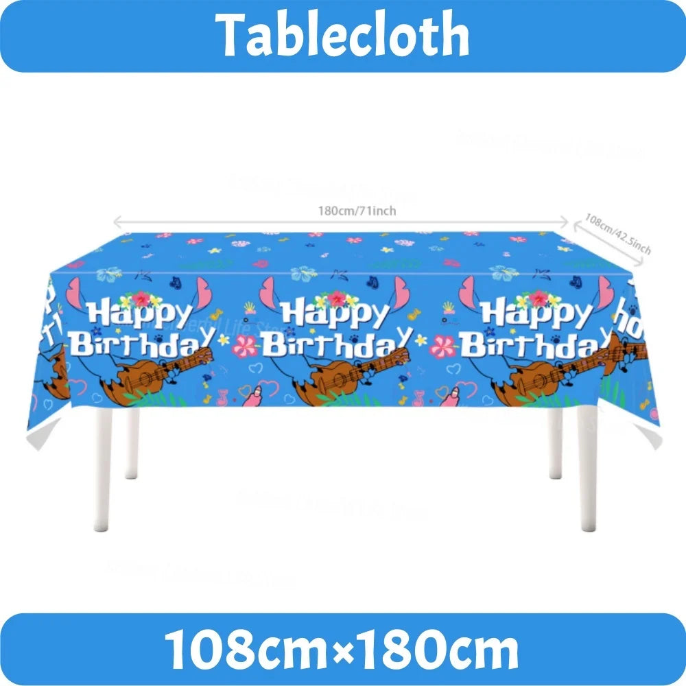 Stitch Birthday Decoration Lilo and Stitch Theme Tablecloth Paper Cup Plate Balloons Baby Shower Supplies Kids Favor