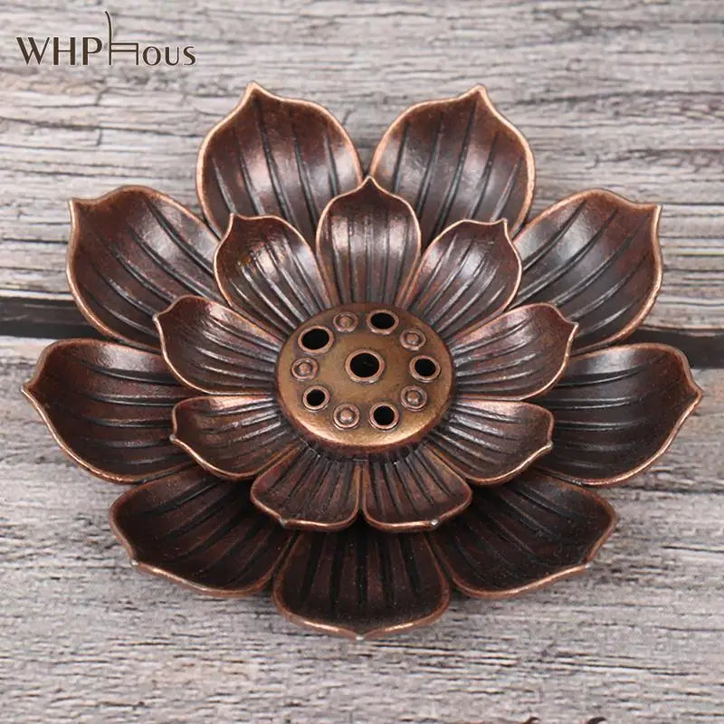 1PCS Alloy Incense Burner Stick Holder Buddhism Lotus Line Incense Plate Sandalwood Coil Base Temples Yoga Studios Home Decor