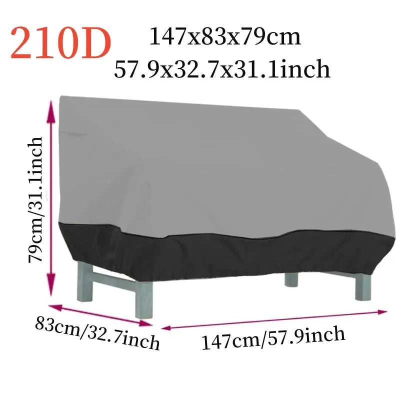 210D Multi Person Gray Outdoor Sofa Chair Cover,Garden,Courtyard,Sunscreen,Windproof,Rainproof,Snow Proof,Furniture Dust Cover