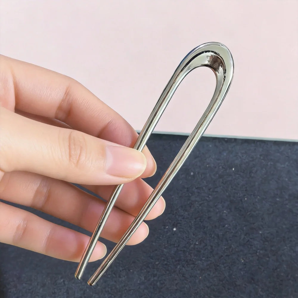 Vintage Metal U-Shaped Hair Fork Fashion Geometric Irregular Alloy Hairpin Clips Headwear Women Girls Simple Hair Sticks Gifts