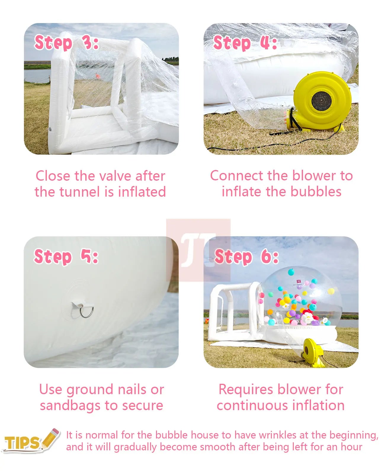 Inflatable Bouncy Bubble House Kids Play with Blower Balloon Transparent PVC Outdoor Dome Tent Bouncer for Chlidren Toys