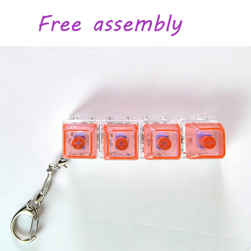 /LED free assembly keyboard keychain Fidget toy crystal clicker sensory toy stress relief keyboard keychain adult children's toy