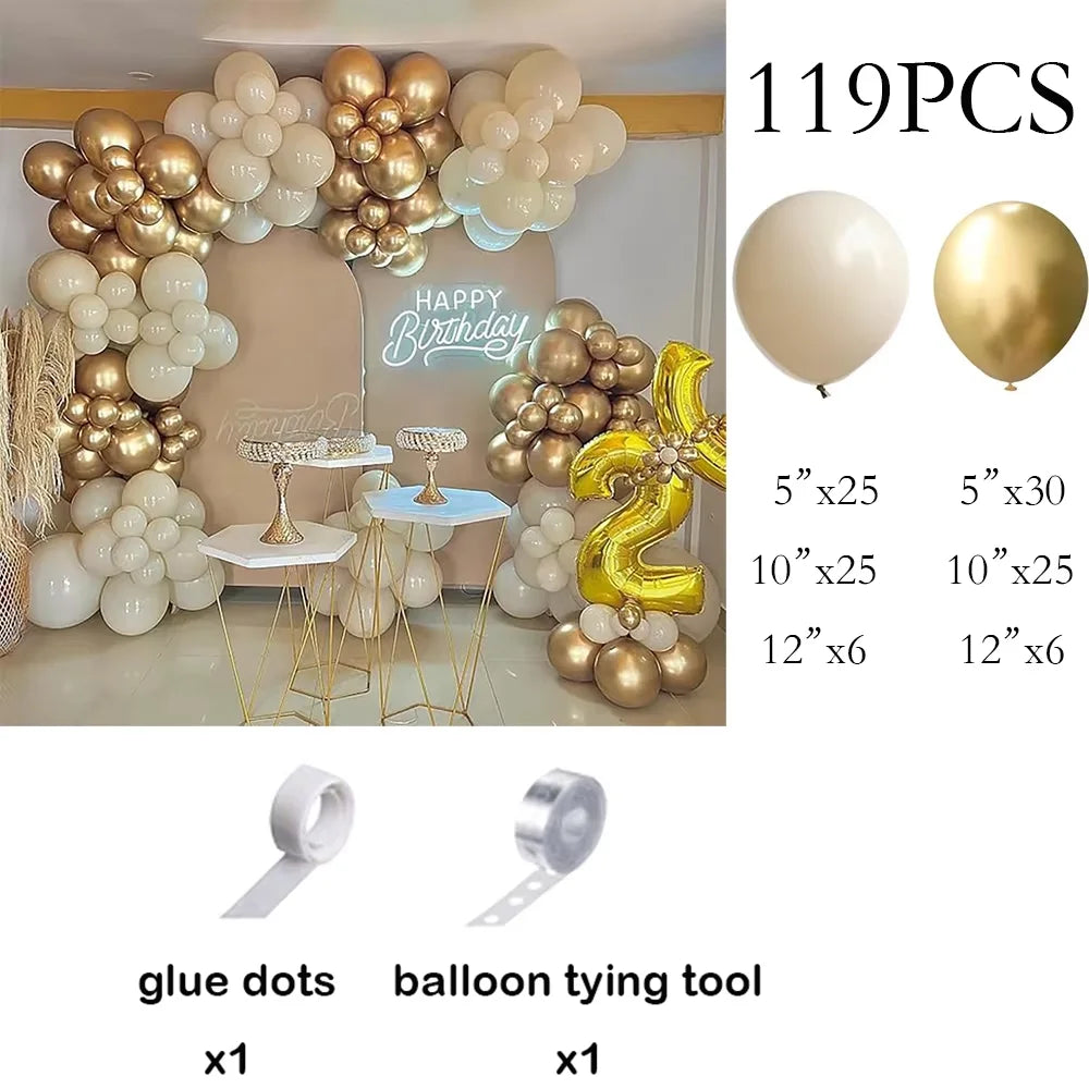 Nude White Sand Balloons Arch Kit Skin Gold Balloon Garland Kids Birthday Party Baby Shower Wedding Graduation Decoration Globos