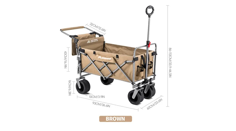 BISINNA Camping Wagon Cart Folding Utility Heavy Duty Large Capacity Trolley Outdoor Shopping Picnic Collapsible Hand Truck