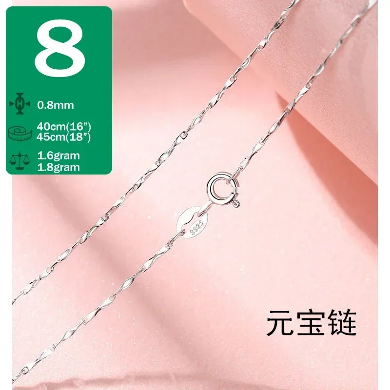 TrustDavis Real 925 Sterling Silver Necklace Water-wave Snake Beads Box Chain 40/45cm Necklace For Woman Necklace Jewelry DC25