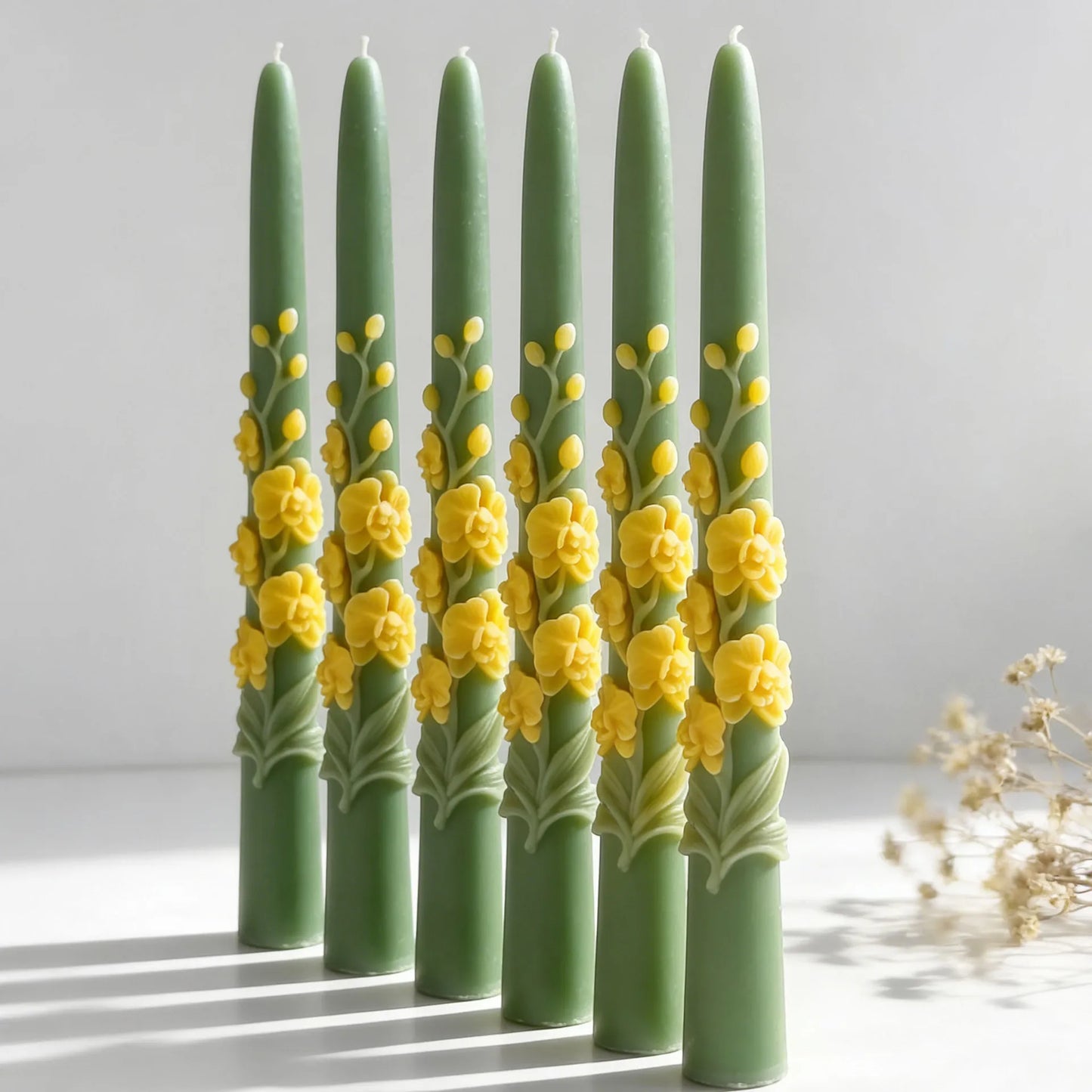 3D Long Stem Phalaenopsis Orchid Floral Relief Candle Silicone Mold DIY for Plaster Wax Resin Candle Holder Home Decor Gift