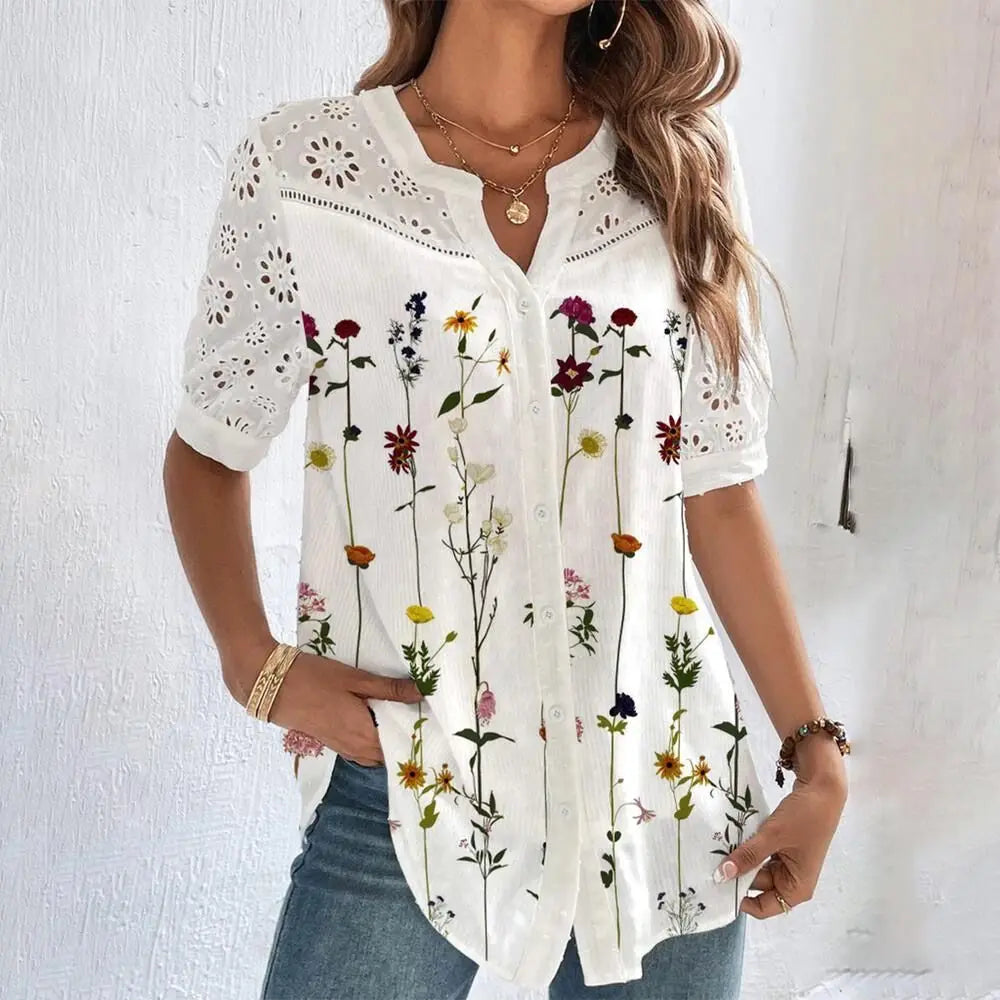 Casual Lace Woman Shirt Fashion