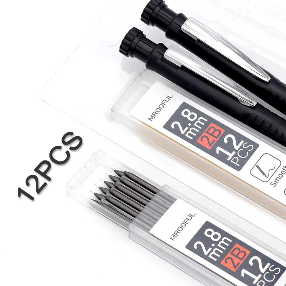 Professional Woodworking Pencil Card Set with 2.8mm Refills Lead, Deep Hole Marking and Drawing Tool, for Carpenters Engineering