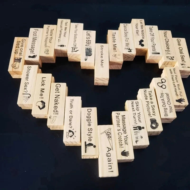 Colorful Block Tower Game for Couples, Romantic Date Night Jenga, Creative Desktop Ornament, Fun Tabletop Building Toy