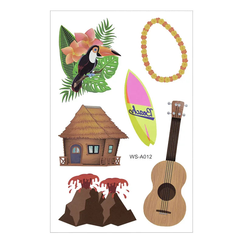 Hawaiian Party Aloha Temporary Tattoo Sticker Waterproof