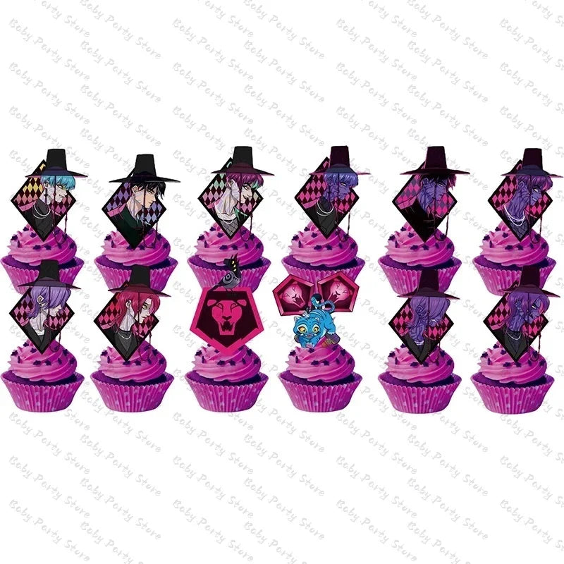 Demon Hunters Paper Cupcakes Topper Decor Birthday Cake Topper Set K-pop Anime Movie Demon Hunters Girls Party Cake Decora
