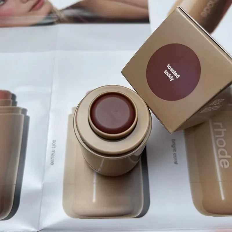 Makeup Cheek Blush Cream Blusher Stick Lip Gloss Phone Case For iPhone 16 17 Ribbon SALTY TAN Raspberry Espresso Lipstick INS