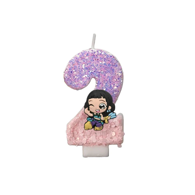 Cartoon Cute Girl Group Hunters Digital Candle Number 0-9 Kids Birthday Cake Decoration Supplies Party Accessories Supplies