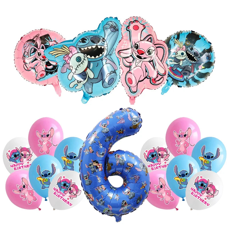 New Stitch Birthday Party Decoration Foil Latex Balloon With Pattern For Kids Event Supplies Disposable Tableware Plate Backdrop