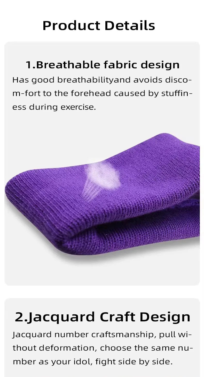 Cotton Athletic Headband Number 24 Elastic Sweatband Protection Basketball Tennis Sport Adult Kids Gym Fitness Sweat Hair Band