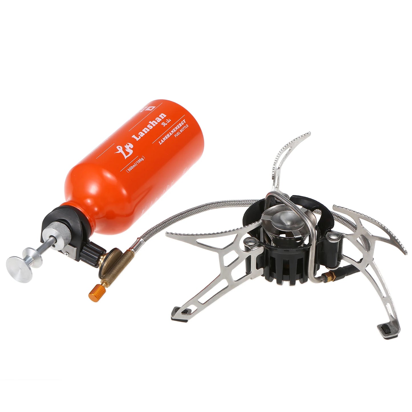 Lixada Outdoor Camping Multi Fuel Oil Stove with 500ml Gasoline Fuel Bottle and 9-Plate Camp Stove Windscreen Windshield