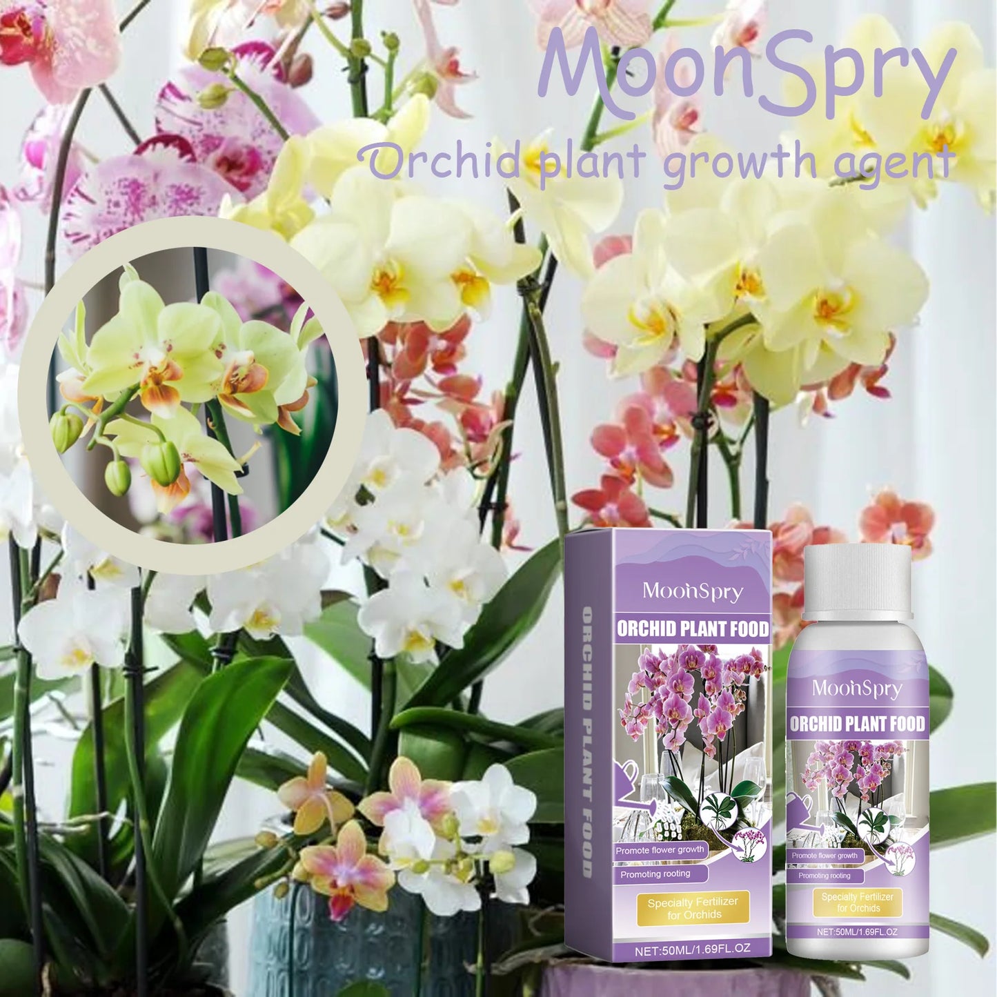 50ml Orchid Special Liquid Flower Fertilizer Hydroponic Garden Plant Nutrition Growth Supplement Compound Nutrients for Flowers