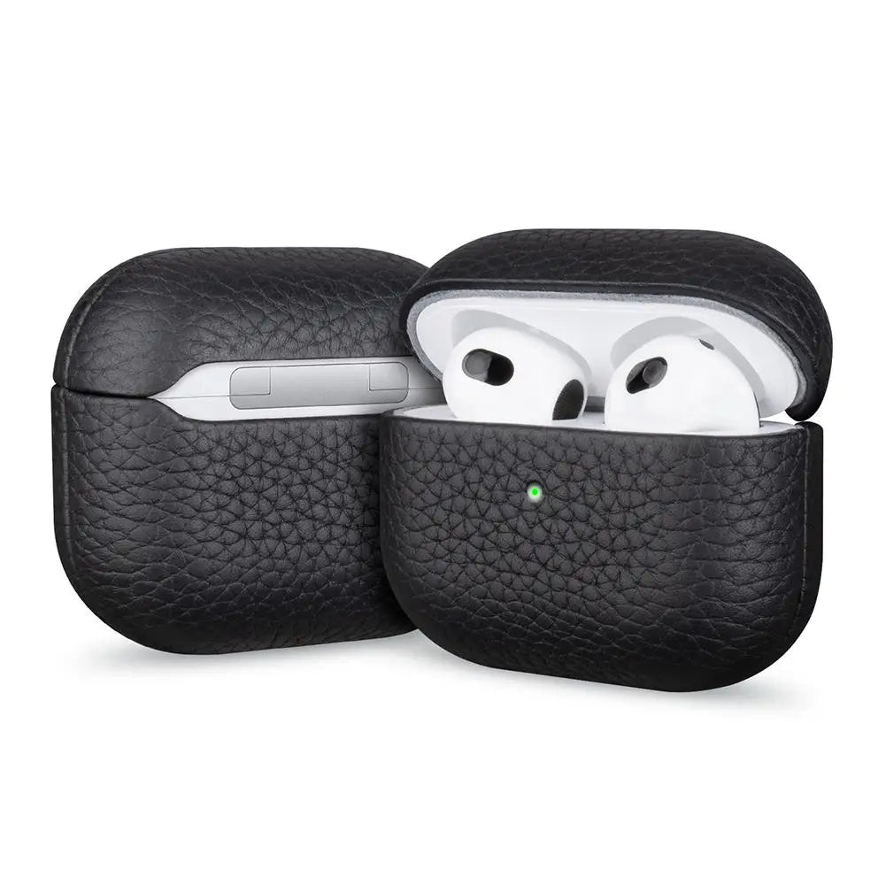 High End Business Bluetooth Earphone Case For Apple AirPods Air 2 3 4 Pro 2 3 Retro Genuine Leather Litchi Texture Protect Cover