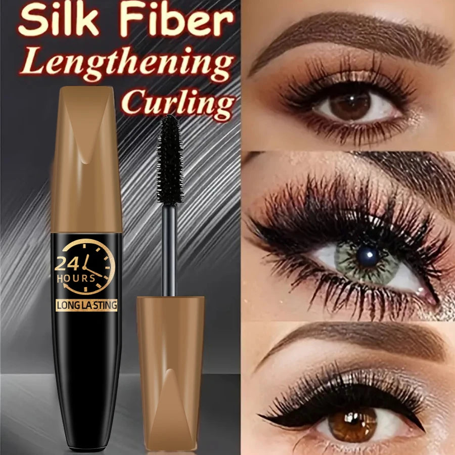 5D Eye Black Mascara Waterproof Lengthens Eyelashes Extension Silk Fiber Mascare Eye Makeup for Women Cosmetic Korean Make up