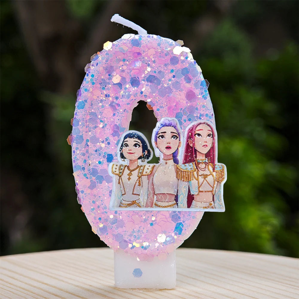 Kpop Demon Hunters Candle Number 0-9 Soccer Candle Cake Decoration Birthday Party for Kids Baby Shower Decor Gift