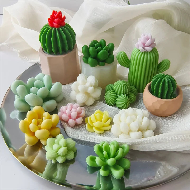 3D Silicone Candle Soap Mold Cactus Succulents Plaster Cement Mold Home Decoration DIY Aromatherapy Wedding Gifts silicone molds