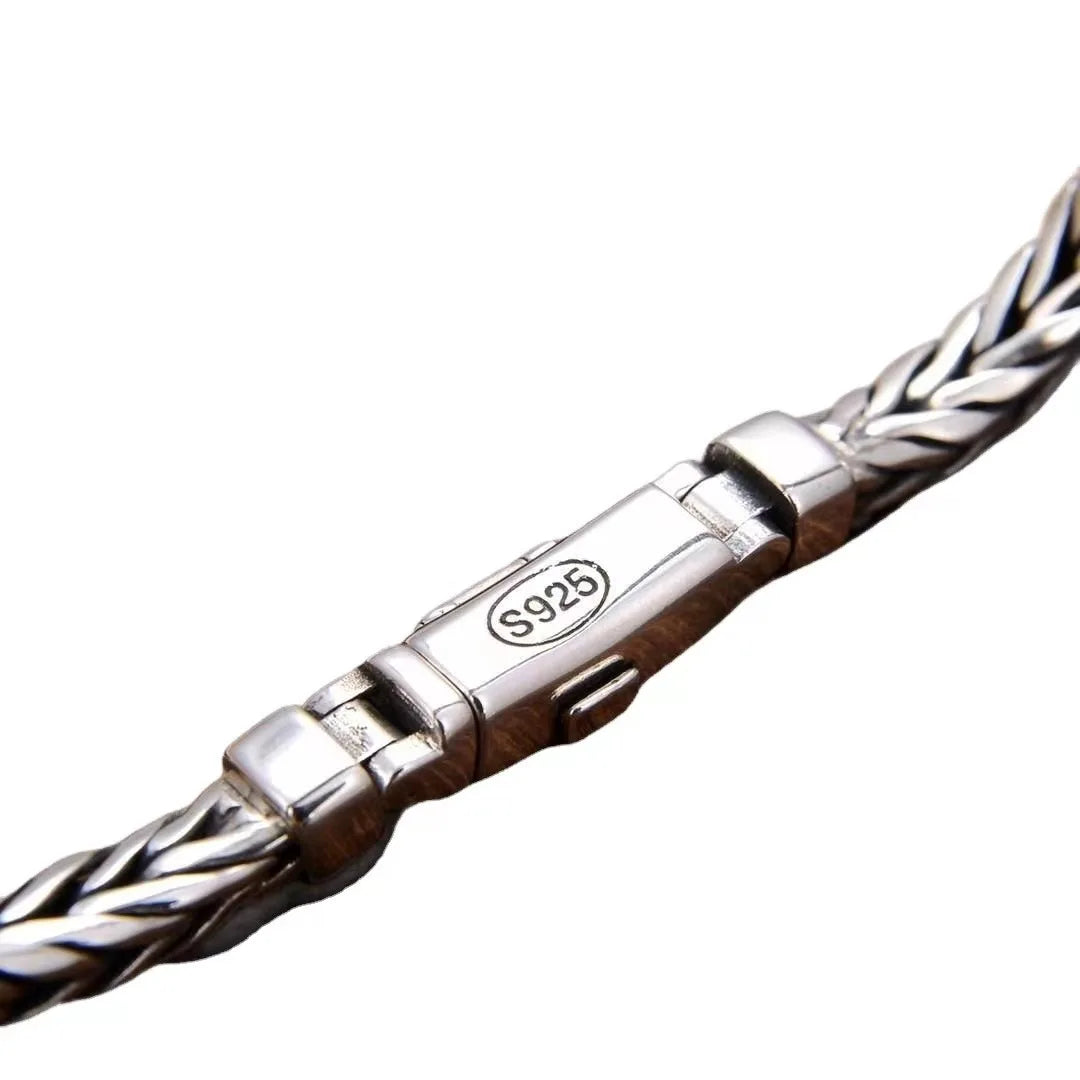 S925 Sterling Silve Twisted Bracelets For Men Hip Hop Handmade Exquisite Unique Fashion Jewelry Gift Factory Price