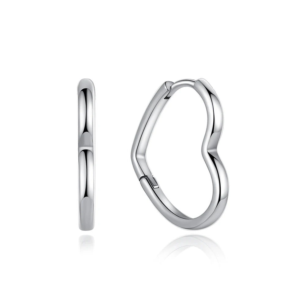 New 2025 Original 925 Sterling Silver Earrings For Women Piercing Hoop Love Heart Earings Rose Gold Wedding Gift Luxury Jewelry