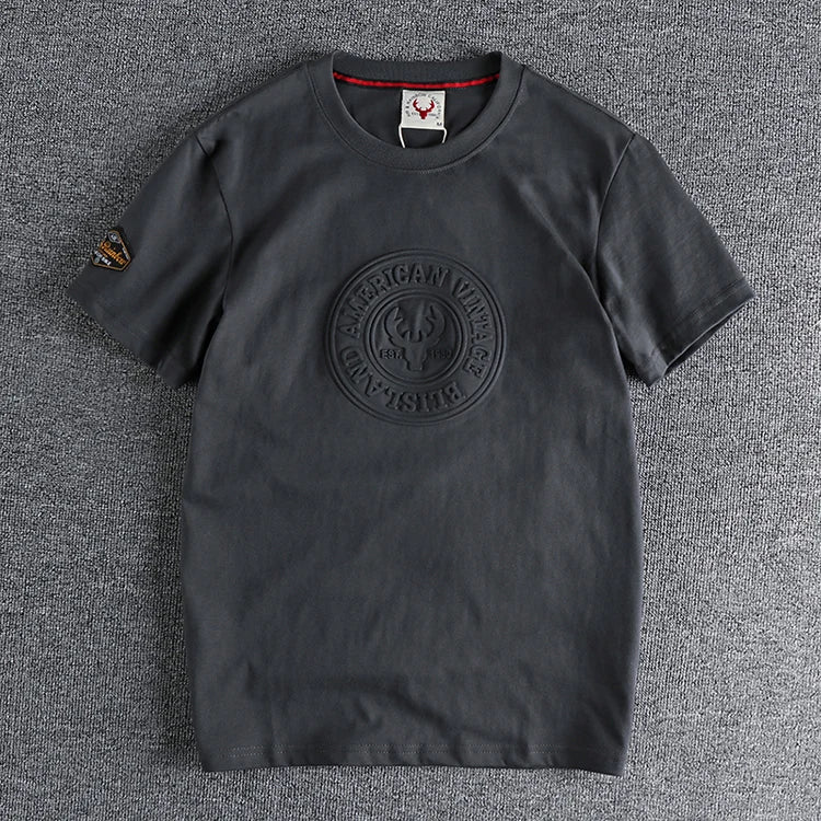 883# 2024 Summer New Japanese Retro Short Sleeve O-neck 3D Letter Printed T-shirt Men's Fashion 100% Cotton Washed Casual Tops
