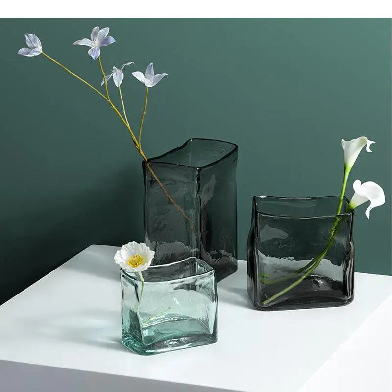Rectangle Hydroponics Glass Vase Minimalism Flower Pots Decorative Arrangement Desk Decoration Floral Vases Modern Decor
