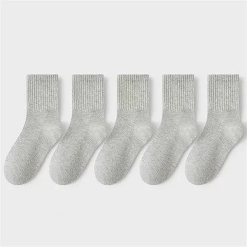 5Pairs/Set 3-13Years Baby Girls Boys Casual Sports Socks Soild Soft Cotton Four Season School Socks Black White Gray Kids Socks