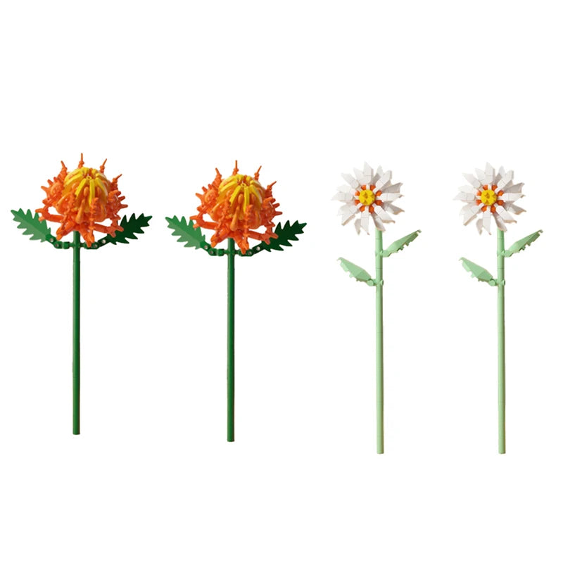 Simulation Flowers Micro Building Blocks Assembly Rose/Sunflower/Tulip/Orchid Eternal Bouquet Home Decor Bricks Toys Girl Gifts