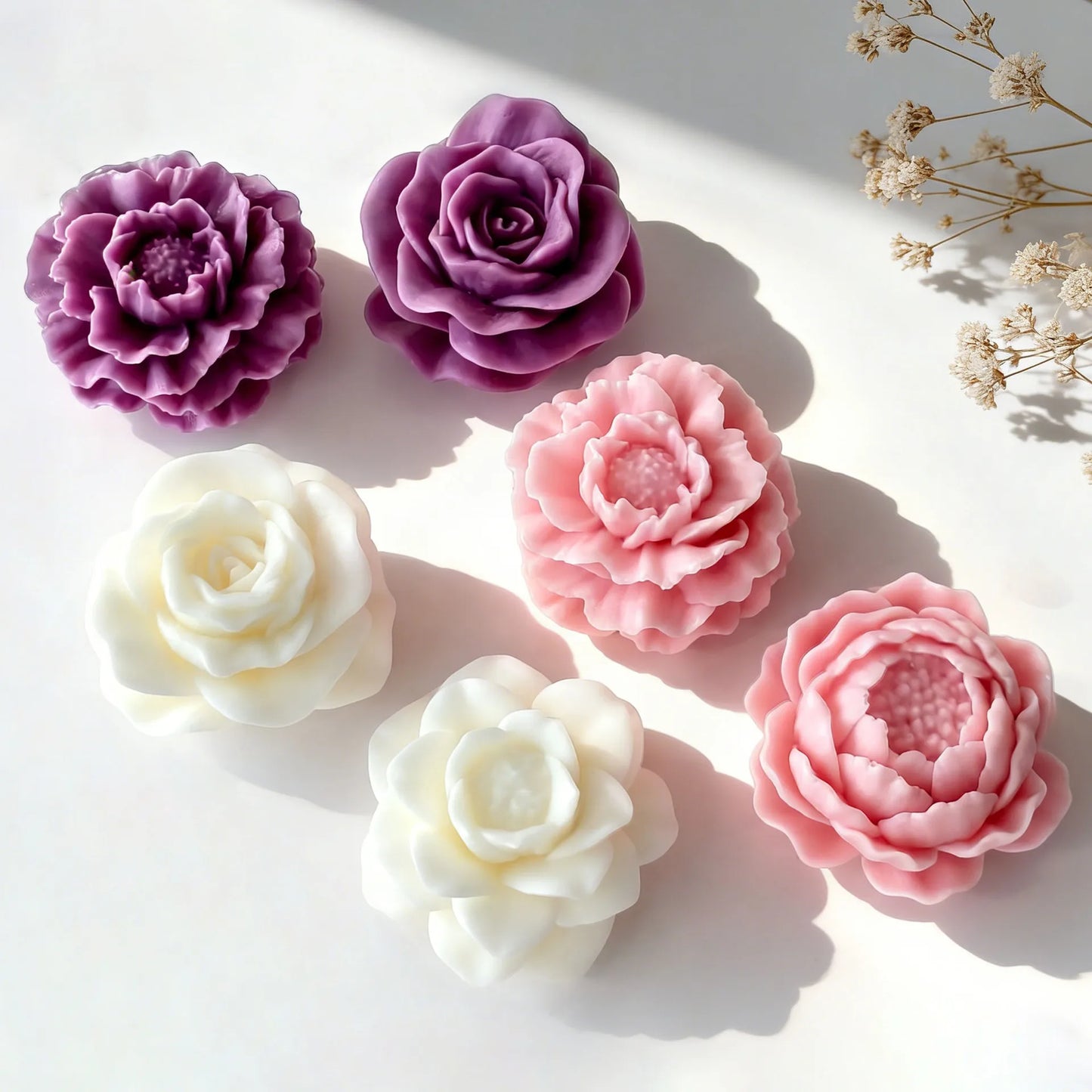 DIY Floral Series Rose Peony Lotus Silicone Mold Aroma Candle Plaster Resin Flowers Mold Handmade Soap Making Supplies