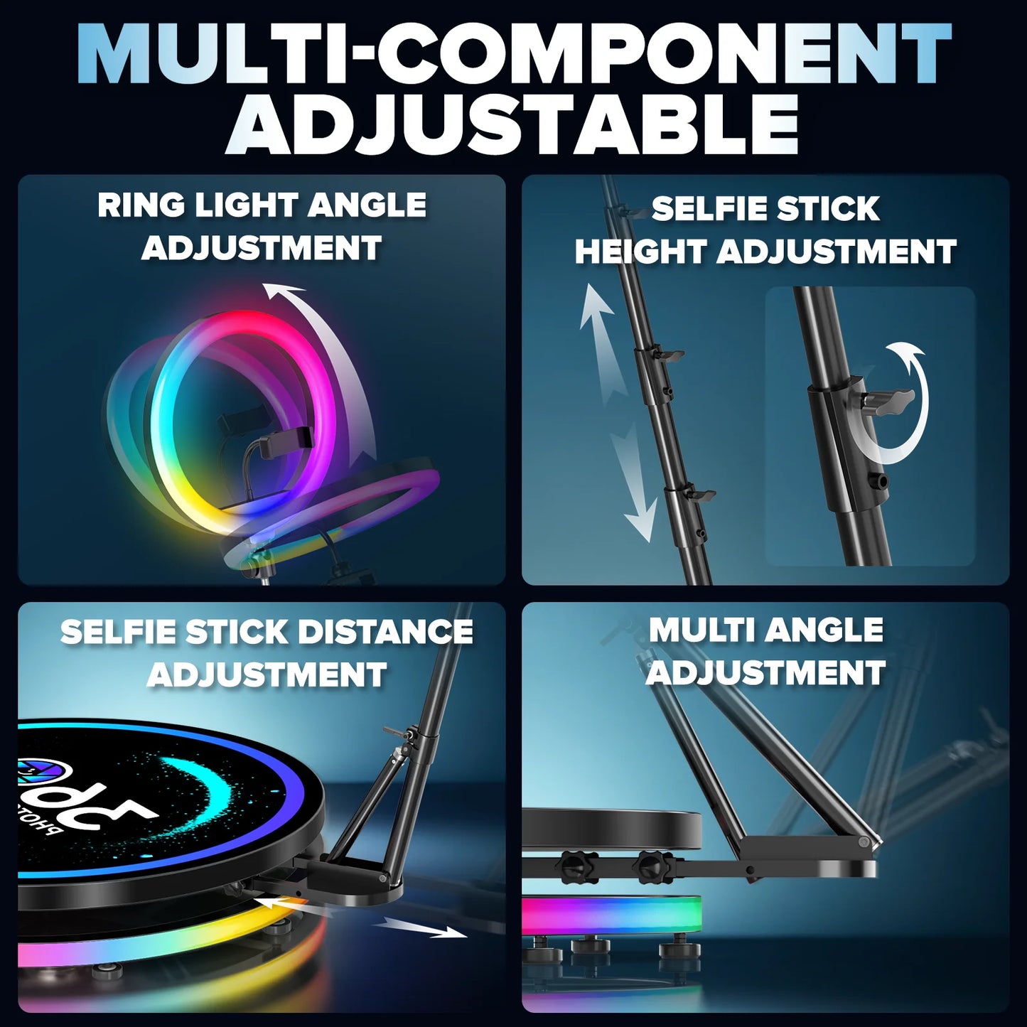 360 Photo Booth Automatic Rotating Photo Booth Machine Ring Light for Party Wedding Rental with RGB Light & Flight Case